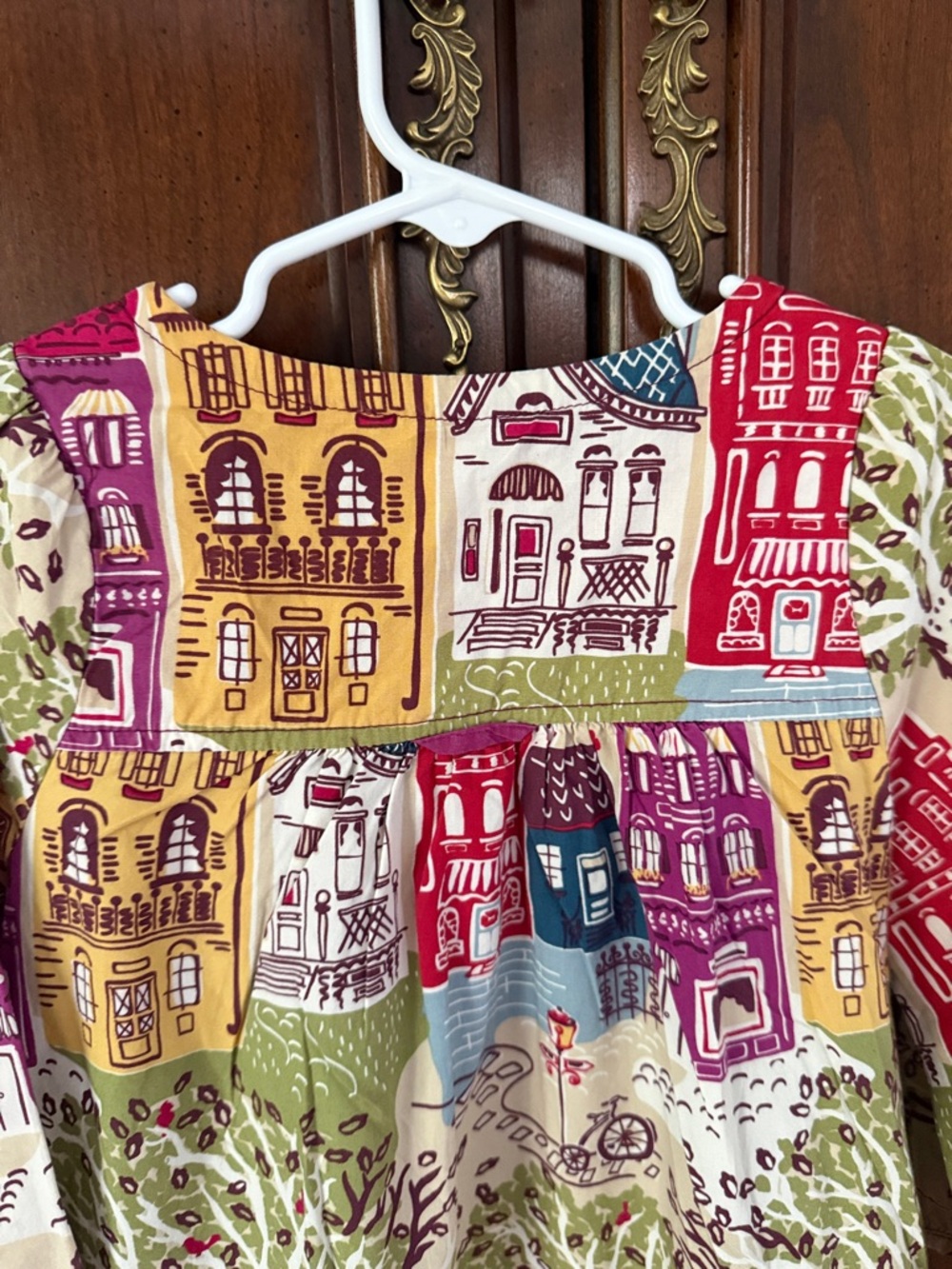 Pink Chicken Colorful Village Print Tunic Dress Girls Size 6 - Picture 6 of 6